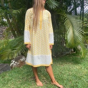 Vintage 70s Summer Dress - cotton Kaftan Beach